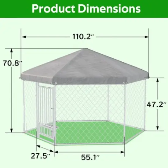 EROMMY 6' x 9' Large Outdoor Dog Kennel Hexagonal Design with Roof image {1}