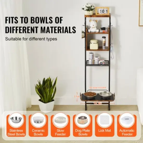 VEVOR Pet Feeding Station with Storage, Elevated Dog Bowls, Raised Dog Bowl Stand, Dog Food Storage and Feeder Station with Storage Shelves image {2}