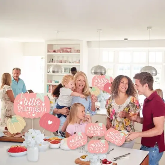 Big Dot of Happiness Girl Little Pumpkin - Fall Birthday Party or Baby Shower Centerpiece Sticks - Showstopper Table Toppers - 35 Pieces image {3}