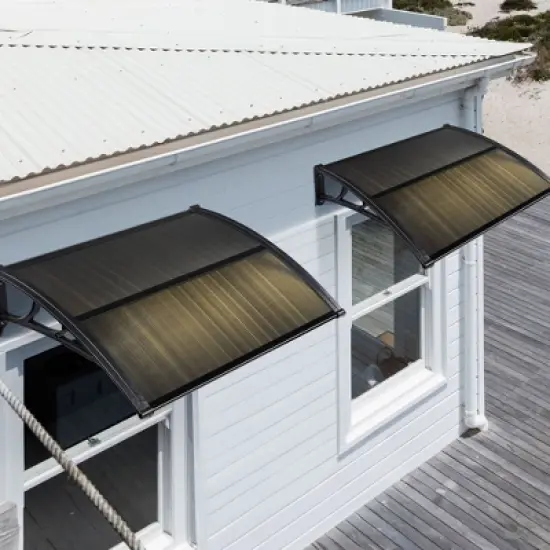 Yescom 39"X29" Window Awning Door Canopy Polycarbonate Anti-UV30+ Cover Outdoor Rain Snow Protection Patio White Board image {1}