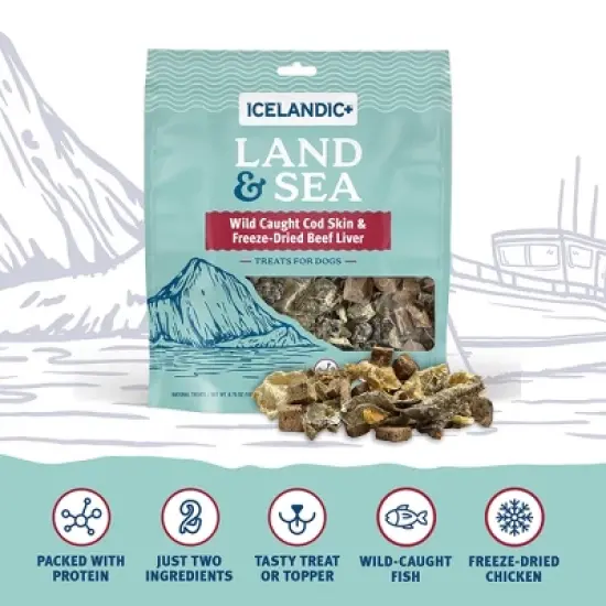 Icelandic+ Land & Sea Wild Caught Cod Skin & Freeze-Dried Beef Liver image {3}