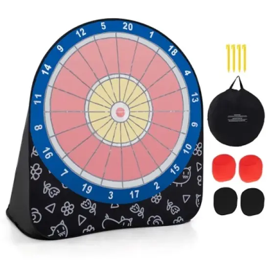 Costway Large Dart Board for Kids with 4 Kick Balls, Carrying Bag Giant Outdoor Kick Black/Red image {9}
