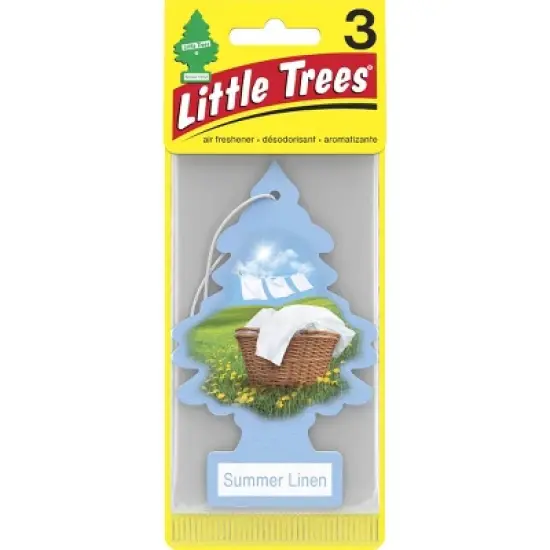 Little Trees Summer Linen Air Freshener 3pk: Car Freshener Tree, Sky Blue, Disposable, Non-Powered, 8 Weeks Duration image {4}