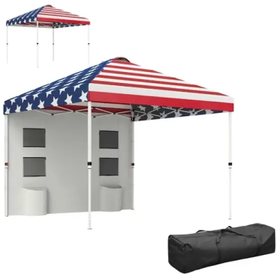 Outsunny 10' x 10' Pop Up Canopy Tent with Sidewall, UPF50+ Instant Sun Shelter with Storage Pockets, Height Adjustable image {6}