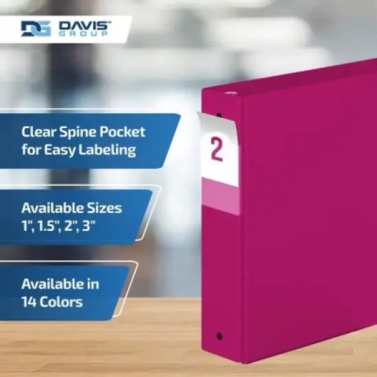 Davis Group 6pk 2" Premium Economy Round Ring Binders Pink: Hard Cover, 400 Sheet Capacity, 2 Pockets, Polypropylene image {4}