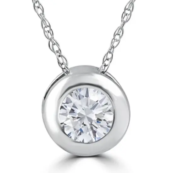 Pompeii3 1/4 Ct Diamond Solitaire Bezel Pendant in 14k White, Rose, Or Yellow Gold image {5}