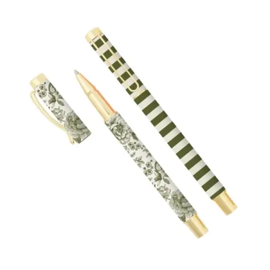 Sweet Water Decor Green Delft Metal Pen Set - 2 pc image {3}