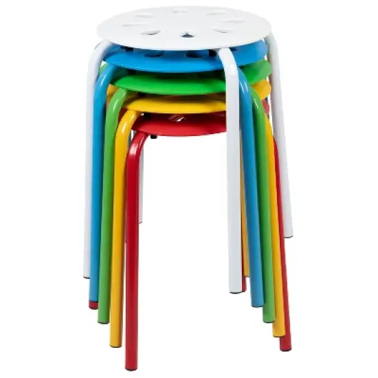 Flash Furniture Plastic Nesting Stack Stools, 17.5"Height (5 Pack) image {9}
