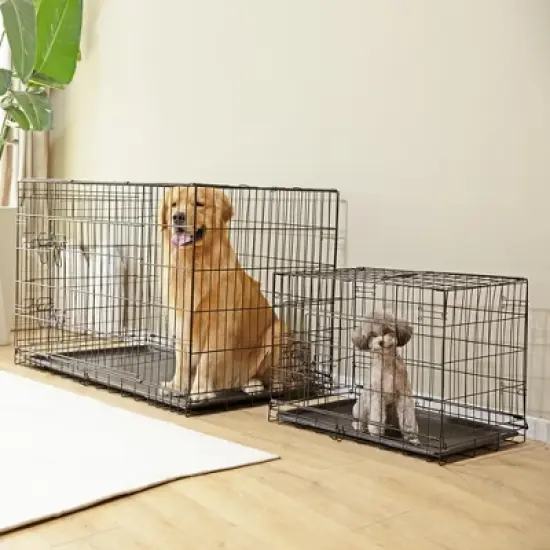 Double - door dog cage - Enhanced metal folding pet cage image {5}