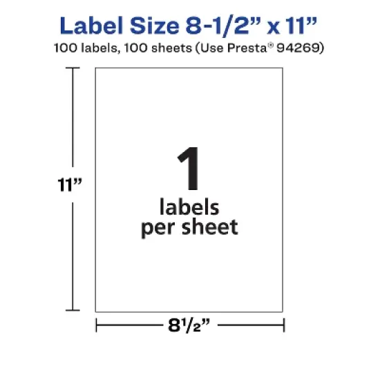 Avery Matte White Rectangle Labels, 8-1/2" x 11" image {4}