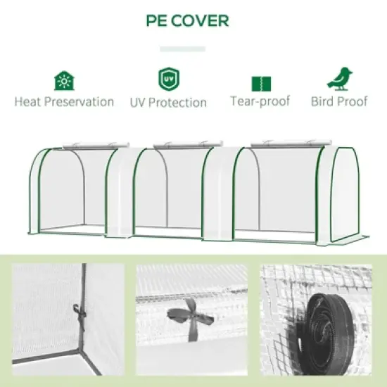 Mini Greenhouse with PE Cover & Roll-Up Zipper Door, Portable Plant Growing Tent for Indoor, Outdoor, Balcony, Garden &ndash; White image {2}