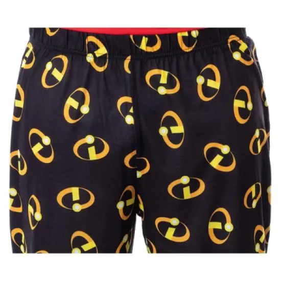 Disney Mens' The Incredibles Logo Sleep Pajama Set Shirt Pants Multicolored image {2}