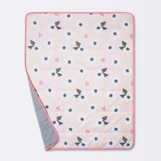 Jersey Knit Reversible Baby Blanket Floral - Cloud Island&trade; - Pink image {2}