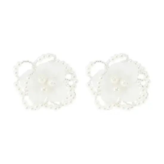 Unique Bargains Shell-Imitating Center Pearls Flowers Shoelace Charms 1 Pair image {5}