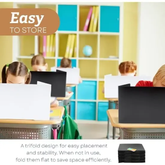 4E's Novelty 4ct Desk Dividers in Black & White &ndash; Privacy Folders for Students, Classroom Essentials for Teachers image {1}