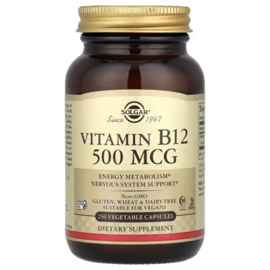 Solgar Vitamin B12, 500 mcg, 250 Vegetable Capsules image {4}