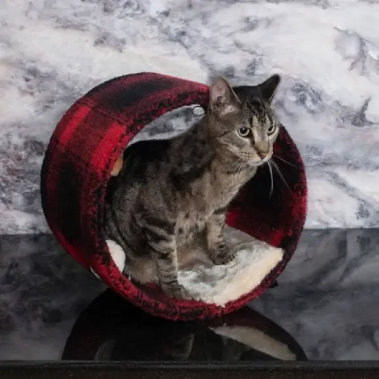 Armarkat Scotch Plaid Real Wood Cat Hideaway Tunnel image {3}