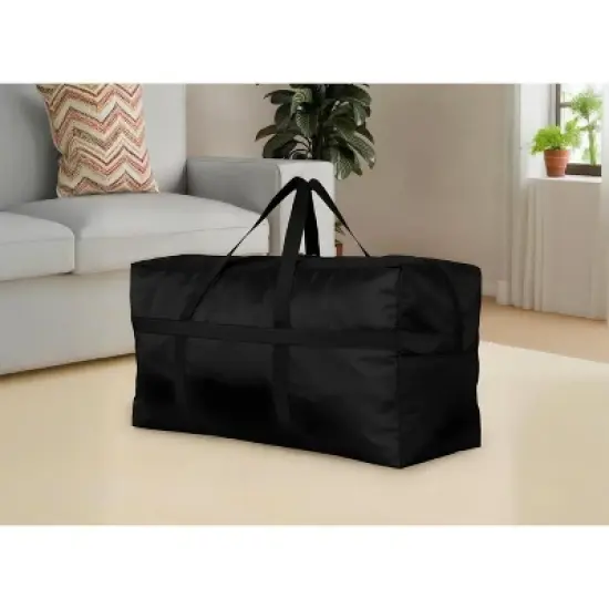 Extra Large Storage Duffle Bag with Zippers and Handles, Black Big Foldable Duffle Bag image {5}