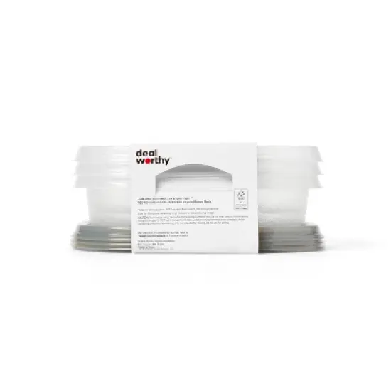 Divided Rectangle Food Storage Containers - 24 fl oz/3ct - Dealworthy&trade; image {2}