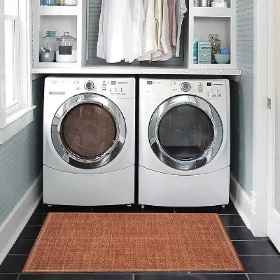 Tawney Washable Outdoor Rug Orange/Ivory - Linon image {8}