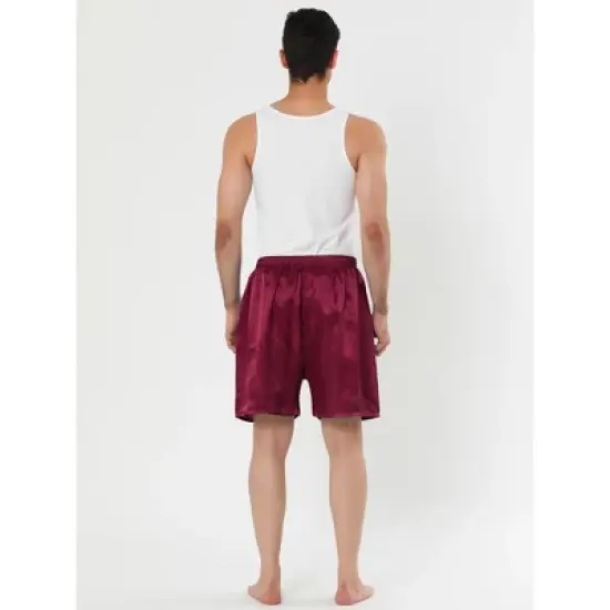 Lars Amadeus Men's Sleepwear Satin Shorts Elastic Waist Lounge Pajama Bottoms image {3}