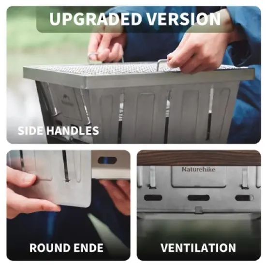 Naturehike Camping Charcoal Grill for IGT Table,Folding Barbecue Grill with Tongs&Carry Bag,Portable BBQ Grill for Outdoor Camping Cooking Tailgating image {6}