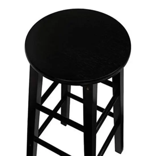 PJ Wood Classic Round-Seat 24" Tall Kitchen Counter Stools for Homes, Dining Spaces, and Bars with Backless Seats, Square Legs, Black (10 Pack) image {4}