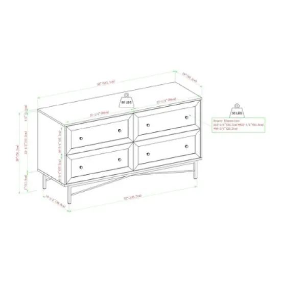 Jones Horizontal Modern 4 Drawer Dresser - Saracina Home image {7}
