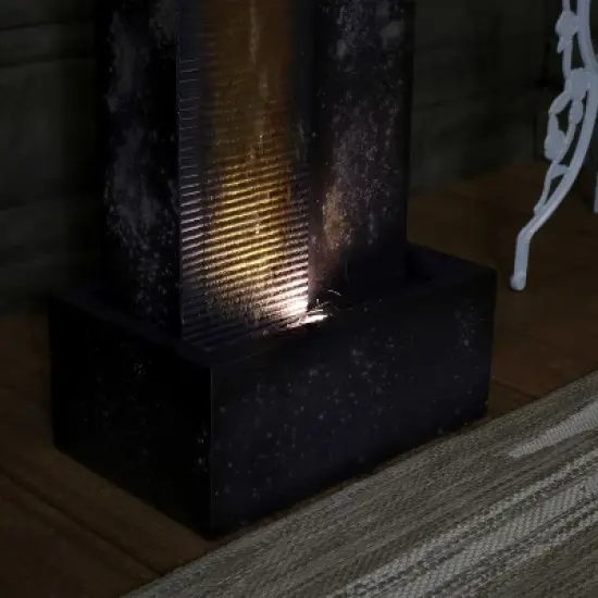 Sunnydaze 32"H Electric Metal Cascading Tower Outdoor Water Fountain with LED Lights image {2}