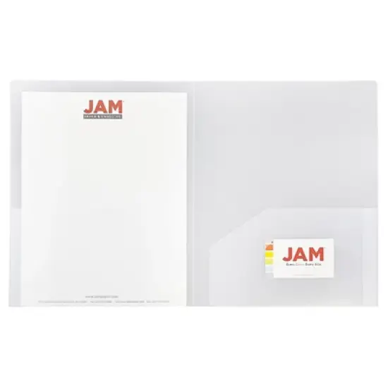 JAM 6pk 2 Pocket Heavy Duty Plastic Folders - Clear image {1}