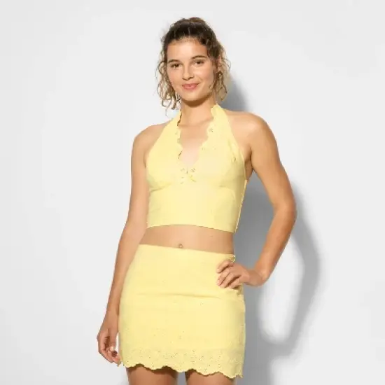 Women's V-Neck Cropped Halter Top - Wild Fable&trade; image {1}