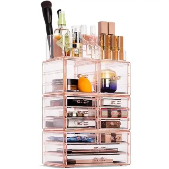 Sorbus X-Large Makeup Organizer Case - 4 Piece Set (12 Drawers) image {10}