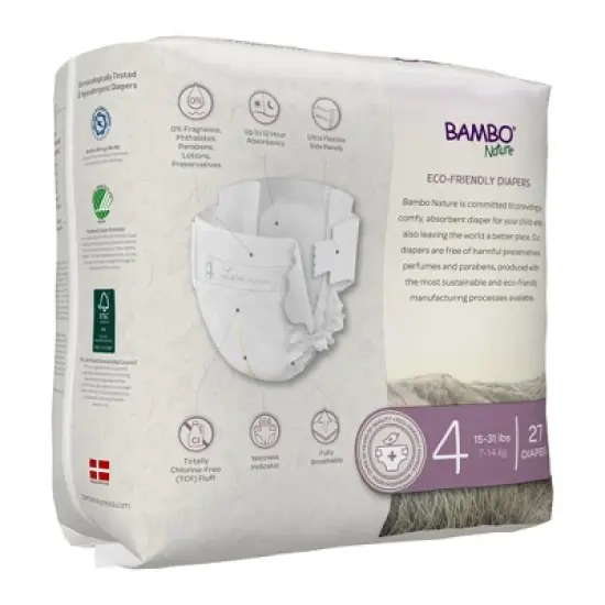 Bambo Nature Dream Baby Diapers - Eco-Friendly, Heavy Absorbency - Size 4, 15-31 lbs image {1}