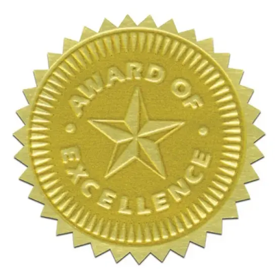 Hayes Publishing Gold Foil Embossed Seals, Award of Excellence image {2}