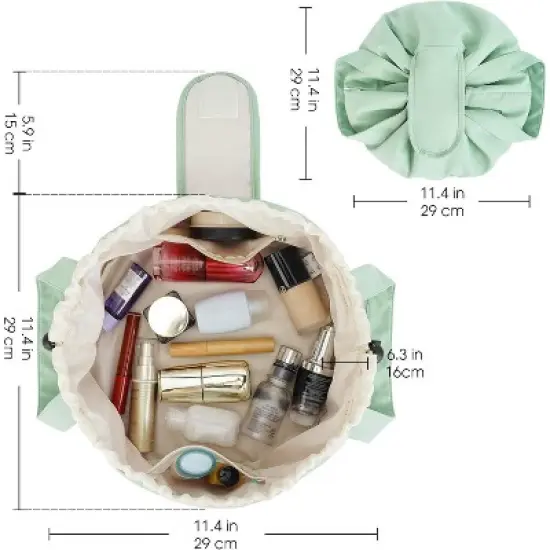 Narwey Barrel Drawstring Makeup Bag Large Floral Cosmetic Bag image {5}