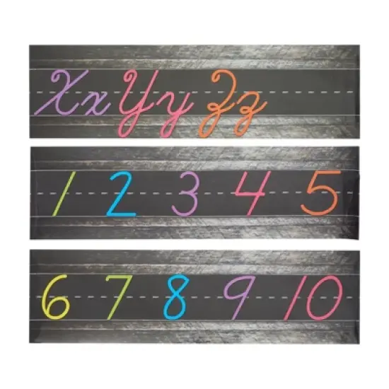 Bright Creations 9 Pack Cursive Alphabet Wall Strip, Numbers Bulletin Board Borders for Classroom, 21x6 In image {4}