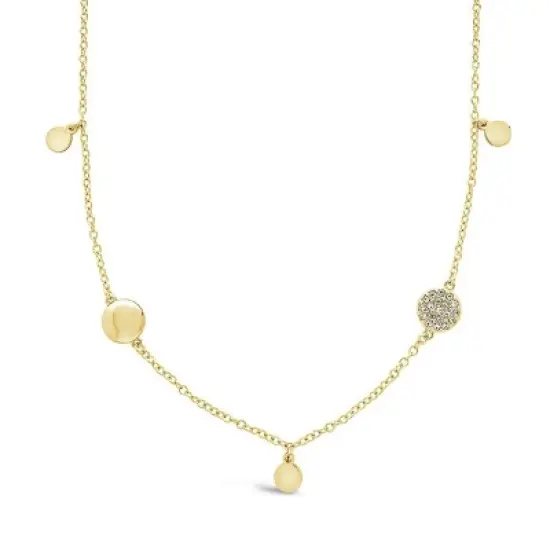 SHINE by Sterling Forever Long CZ Disk Station Necklace image {4}