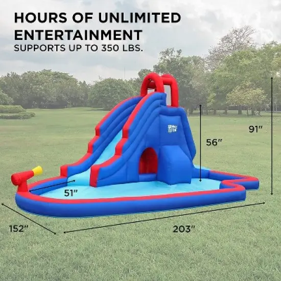 Sunny & Fun Inflatable Kids Backyard Water Slide Park with Splash Pool image {1}