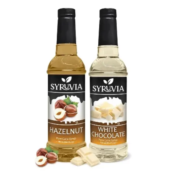 Syruvia Coffee Flavors Variety Pack: Hazelnut & White Chocolate 25.4 fl oz Syrup image {7}