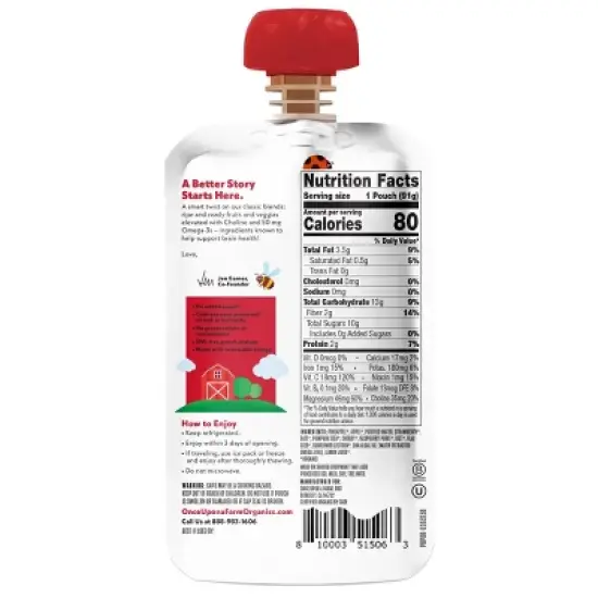 Once Upon a Farm Smart Blends Pear-y Blueberry & Spinach/Pine-apple Berry Punch Organic Snack Pouch Multipack - 4pk/12.8oz image {3}