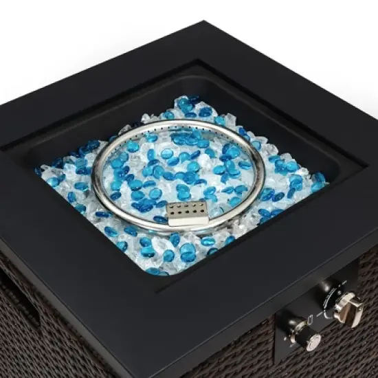 Christopher Knight Home Enid 40,000 BTU 21.7&rdquo; Square Propane PE Wicker and Steel Fire Pit Table with Rain Cover image {5}