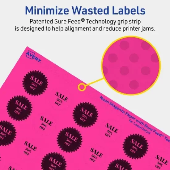 Avery Neon Magenta Paper Labels, 1" Starburst image {3}