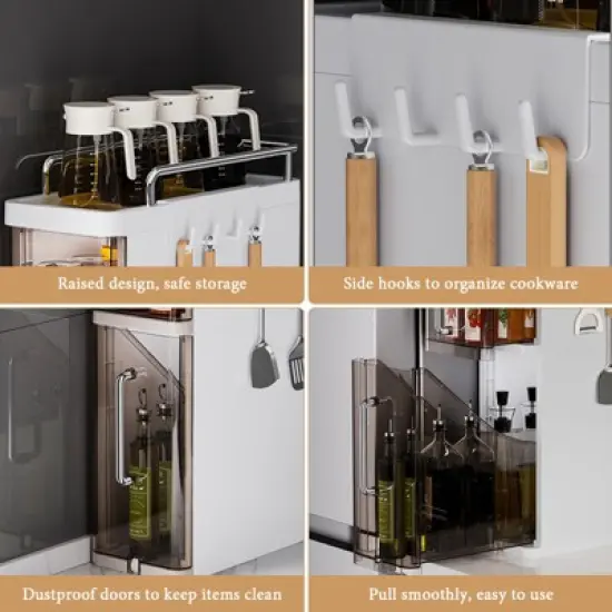 CuisinSmart Deaktop Spice Rack with Dustproof Doors for Kitchen, Spices Organizer for Cabinet- for Spices, Spoons, Knifes&Forks, Kitchenware image {5}