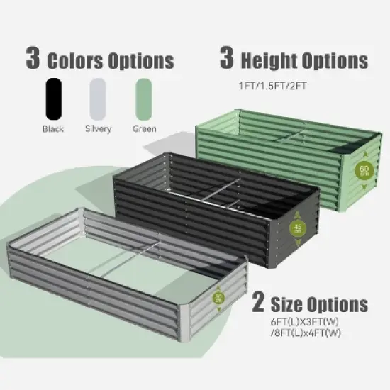 Galvanized Raised Garden Bed, 8x4x1.5FT Tall Galvanized Planter Raised Garden Boxes Outdoor, Large Steel Planter Box For Flowers Vegetables Herbs image {7}