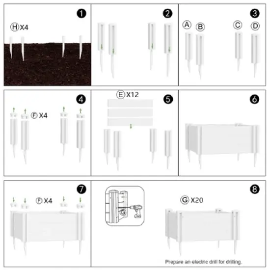 Lirago 28" x 28 x13" White PVC Modular Garden Fence Panel Durable Easy to Install Soil Improvement Solution image {6}