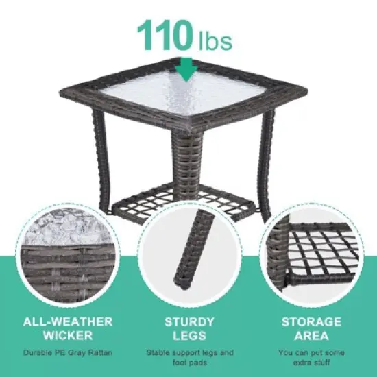 Karl Home| Square Glass Outdoor Side Table image {1}
