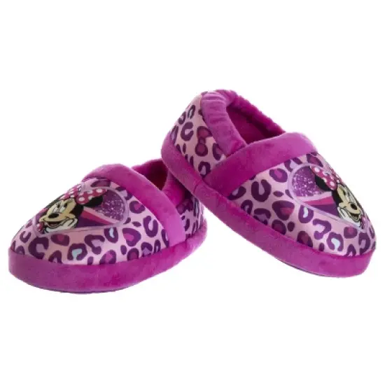 Josmo Kids Girl's Minnie Mouse Slippers - Plush Lightweight Warm Comfort Soft Aline House Slippers - Hot Pink Purple (sizes 5-12 toddler-little kid) image {2}