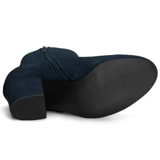 Allegra K Women's Round Toe Side Zip Chunky Heel Ankle Boots image {4}