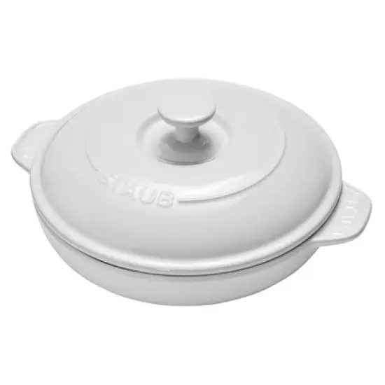 Staub Ceramic 8-inch Round Covered Brie Baker - White image {8}
