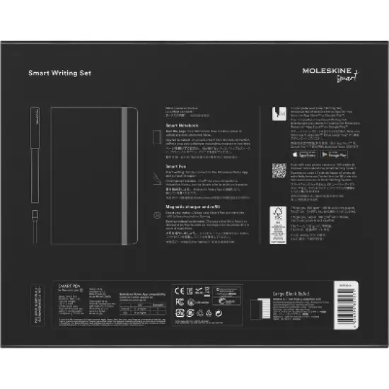 Moleskine 3 Set Bundle Ruled Smart Notebook and Smart Pen LG Hard Cover Black: Digital Notebook, Elastic Closure, Pocket image {7}